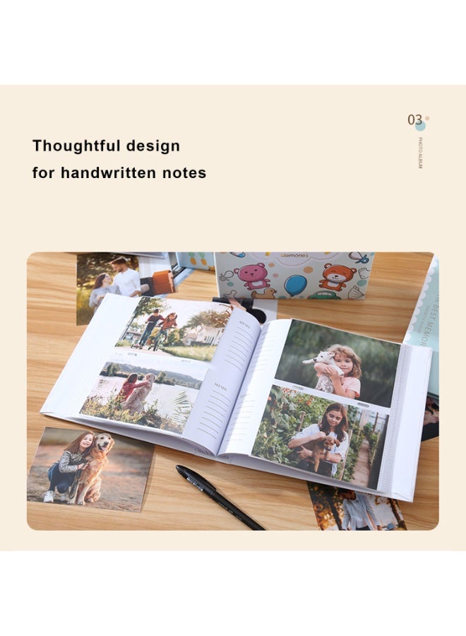 SRLIWHITE 200 Pocket Photo Album with Memo Pages, PP Transparent Sleeves and Acid-Free Paper, Large Capacity Memory Book (22.5 × 22 × 5.5 cm) - Image 4
